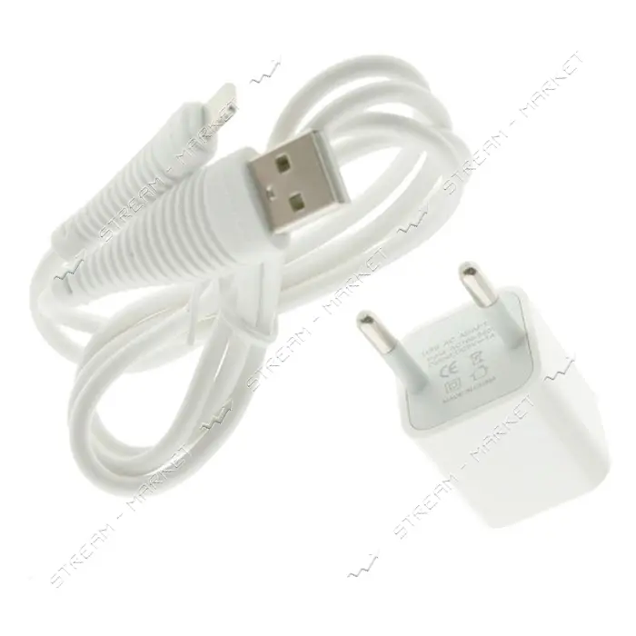Сетевое зарядное устройство WUW T18B 2.1A 2USB плюс кабель lightning белое