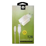 Сетевое зарядное устройство WUW T28 2.1A 1USB плюс кабель Type-C белое