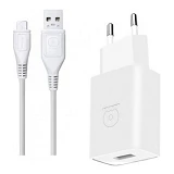 Сетевое зарядное устройство WUW T28 2.4A 1USB плюс кабель Micro белое                               