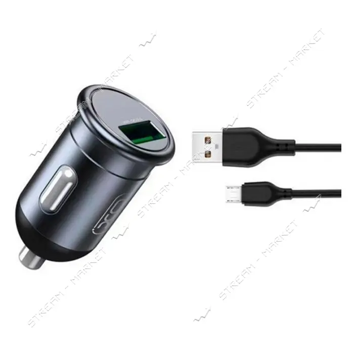 Автомобильное зарядное устройство XO CC46 1USB плюс кабель Micro черное                             