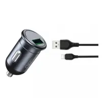 Автомобильное зарядное устройство XO CC46 1USB плюс кабель Type-c черное                            