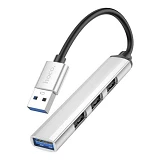 Хаб Hoco HB26 4in1 adapter USB to USB3.0 плюс USB2.0х3 серый