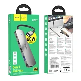 Хаб Hoco HB27 Type-C multi-function converter HDTV и USB3.0 и USB2.0х2 и PD серый