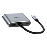 Хаб Hoco HB30 Eco Type-C multi-function converter HDTV плюс VGA плюс USB3.0 плюс PD серый           