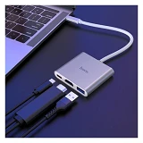 Хаб Hoco HB14 Easy use Type-C adapter Type-C to USB3.0 плюс HDMI плюс PD серый                      