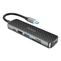 Хаб Hoco HB24 Easy display Type-C multifunction adapter HDMI и USB3.0 и USB2.0 и SD и TF и PD черный