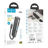 Хаб Hoco HB24 Easy display Type-C multifunction adapter HDMI и USB3.0 и USB2.0 и SD и TF и PD черный