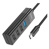 Хаб Hoco HB25 Easy mix 4in1 converter Type-C to USB3.0 плюс USB2.0х3 черный