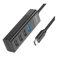 Хаб Hoco HB25 Easy mix 4in1 converter Type-C to USB3.0 плюс USB2.0х3 черный                         