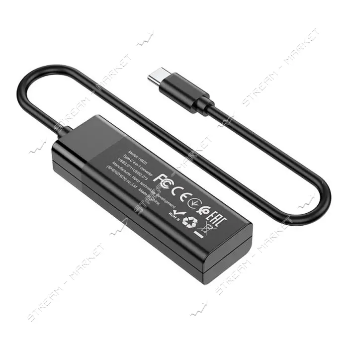 Хаб Hoco HB25 Easy mix 4in1 converter Type-C to USB3.0 плюс USB2.0х3 черный