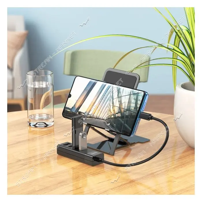 Хаб Hoco HB25 Easy mix 4in1 converter Type-C to USB3.0 плюс USB2.0х3 черный