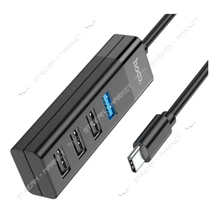 Хаб Hoco HB25 Easy mix 4in1 converter Type-C to USB3.0 плюс USB2.0х3 черный