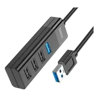 Хаб Hoco HB25 Easy mix 4in1 converter USB to USB3.0 плюс USB2.0х3 черный                            