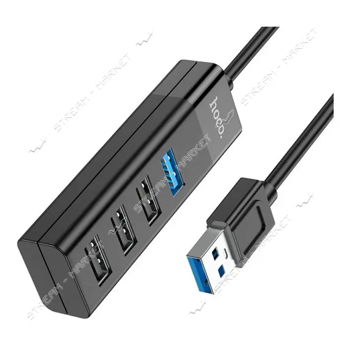 Хаб Hoco HB25 Easy mix 4in1 converter USB to USB3.0 плюс USB2.0х3 черный