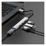 Хаб Hoco HB26 4in1 adapter Type-C to USB3.0 плюс USB2.0х3 серый
