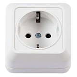 Розетка Techno Systems LEON наружная одинарная с з/к IP20 белая