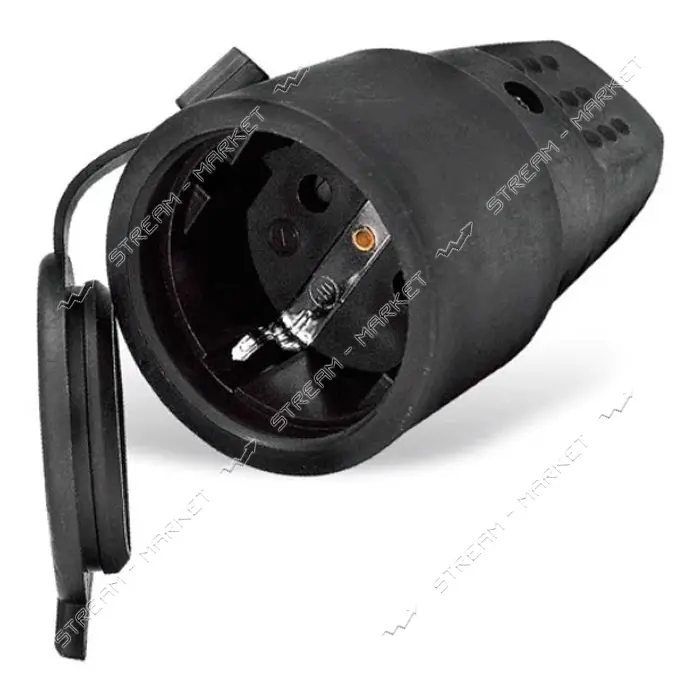 Розетка Techno Systems Rubber с защитной крышкой з/к переносная IP44