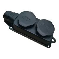Розетка Techno Systems Rubber двухместная с защитными крышками з/к IP44