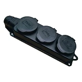 Розетка Techno Systems RUBBER трехместная с защитными крышками з/к IP44                             