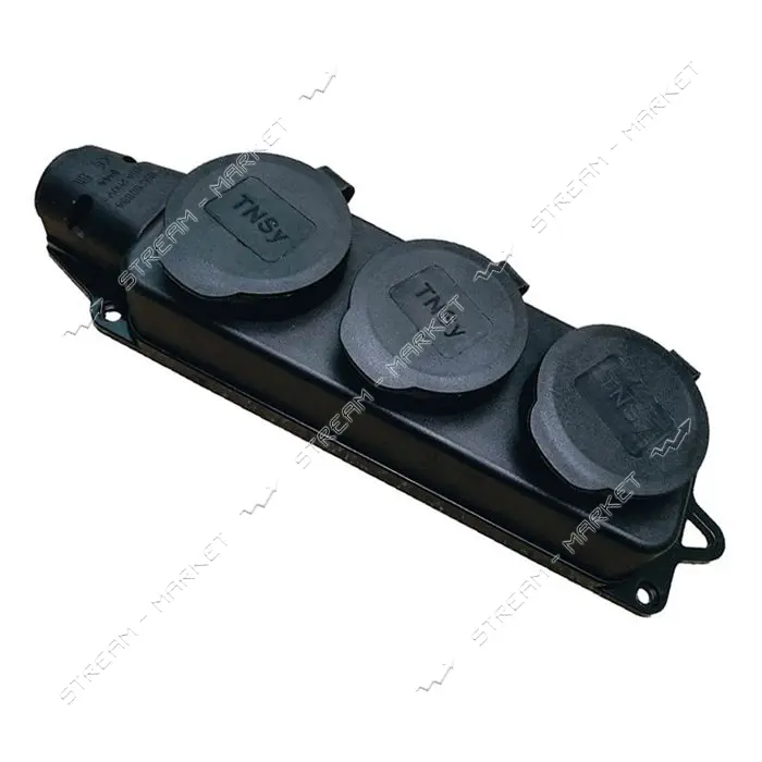 Розетка Techno Systems RUBBER трехместная с защитными крышками з/к IP44                             