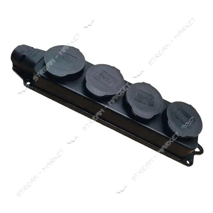 Розетка Techno Systems RUBBER четырехместная с защитными крышками з/к IP44