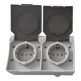 Розетка накладная Techno Systems Surface двухместная з/к IP54