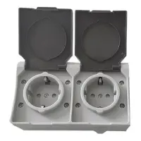 Розетка накладная Techno Systems Surface двухместная з/к IP54