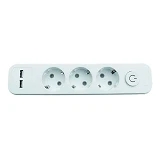 Колодка Techno Systems 3 гнезда с заземлением 2 USB и выключателем Lynx
