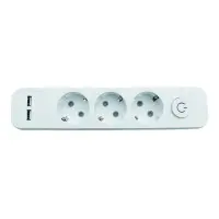 Колодка Techno Systems 3 гнезда с заземлением 2 USB и выключателем Lynx                             
