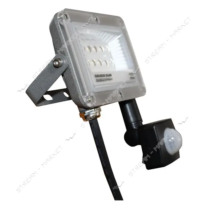 Прожектор LED Techno Systems 10W GOLDEN Slim 220V 1100Lm 6500K IP65 с датчиком движения             
