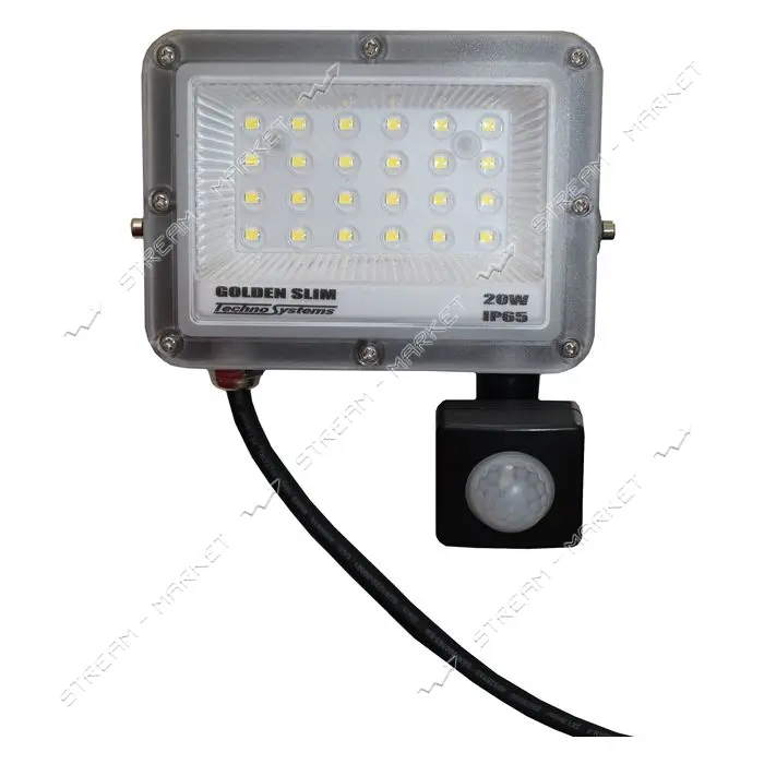 Прожектор LED Techno Systems 50W GOLDEN Slim 220V 5500Lm 6500K IP65 с датчиком движения             