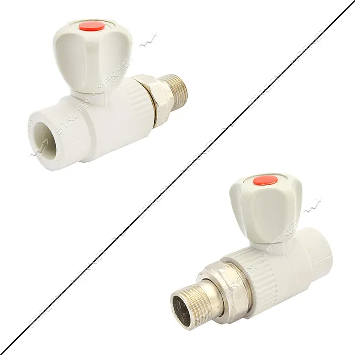 Кран радиаторный PPR N031904 прямой с американкой 20х1/2"Н латунный шар