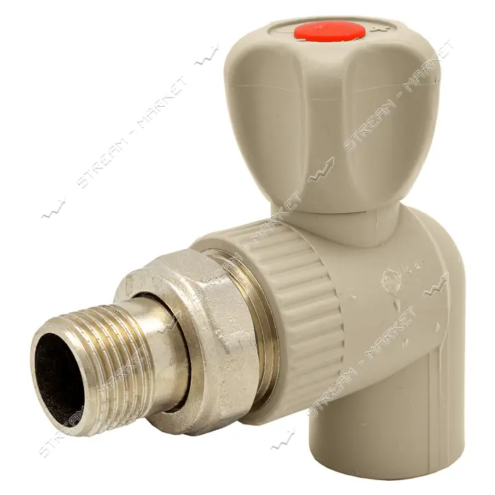 Кран радиаторный PPR N031905 угловой с американкой 20х1/2"Н латунный шар