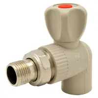 Кран радиаторный PPR N031907 угловой с американкой 25х3/4"Н латунный шар                            