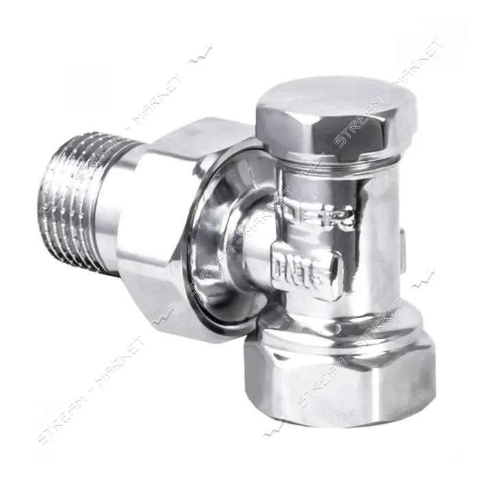 Вентиль радиаторный Koer KR.902.CHR 1/2" угловой без ручки хром