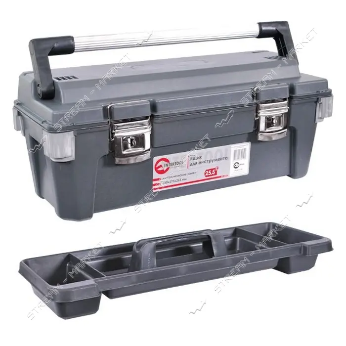 Ящик для инструментов Intertool BX-6025 с металлическими замками 25.5" 650x275x265мм                