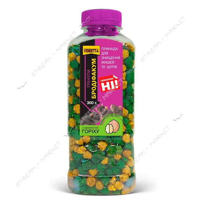 Гранулы в банке для уничтожения грызунов Бродифакум 250г со вкусом ореха Украина