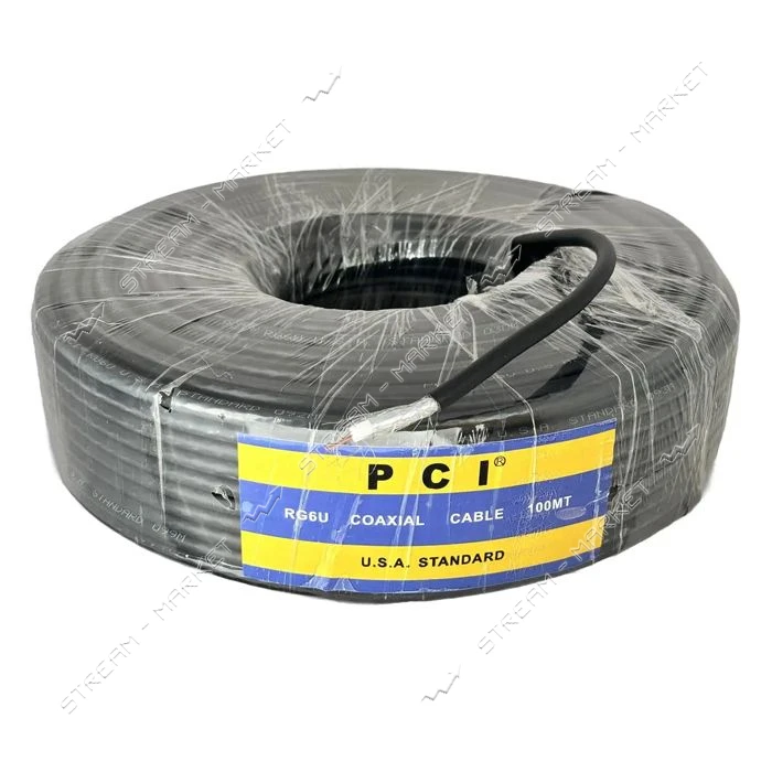 Кабель TV PCI RG6 Standart жила CuFe плюс фольга Al плюс оплетка Al черный