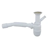 Сифон Extra Plast КС-50 для умывальника бутылочный с литым выпуском плюс стиралка с гибкой трубой   