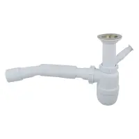 Сифон Extra Plast КС-50 для умывальника бутылочный с литым выпуском плюс стиралка с гибкой трубой