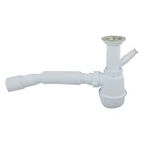 Сифон Extra Plast МС-50 для умывальников бутылочный с литым выпуском плюс стиралка с гибкой трубой