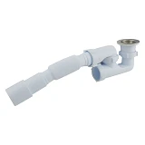 Сифон Extra Plast ДР-55 для душевого поддона с ревизией и с гофротрубкой 1-1/2" 40/50мм             