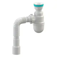 Сифон для кухни SoloPlast К0010 с пластиковым выпуском и гибкой трубой 1 1/2х50