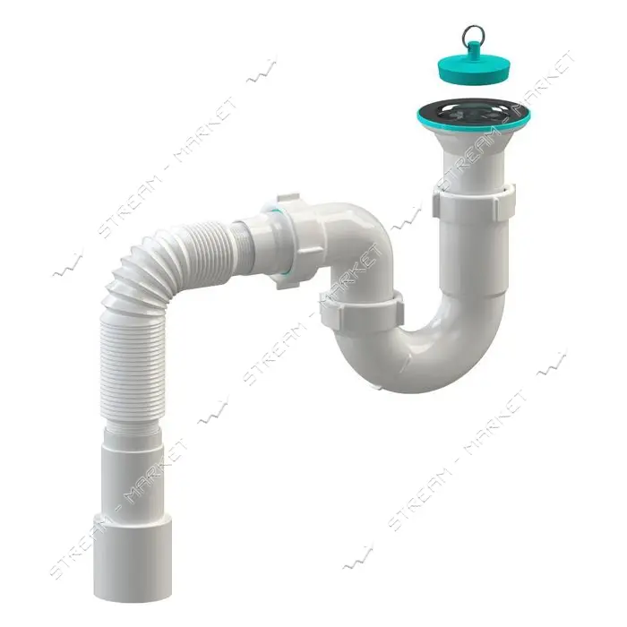 Сифон для мойки SoloPlast Н0310 прямоточный нержавеющий выпуск 1 1/2"х50