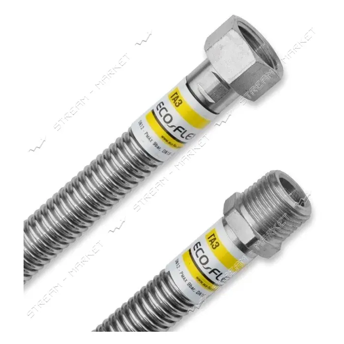 Подводка для газа Eco-Flex из нержавеющей стали d12 3/4"х3/4" ВН 40см 1шт