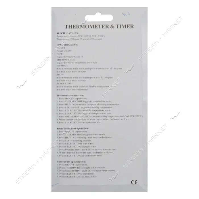 Термометр кухонный электронный с таймером и выносным датчиком щупомThermometer timer ТА-278         