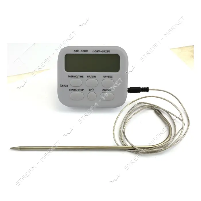 Термометр кухонный электронный с таймером и выносным датчиком щупомThermometer timer ТА-278         