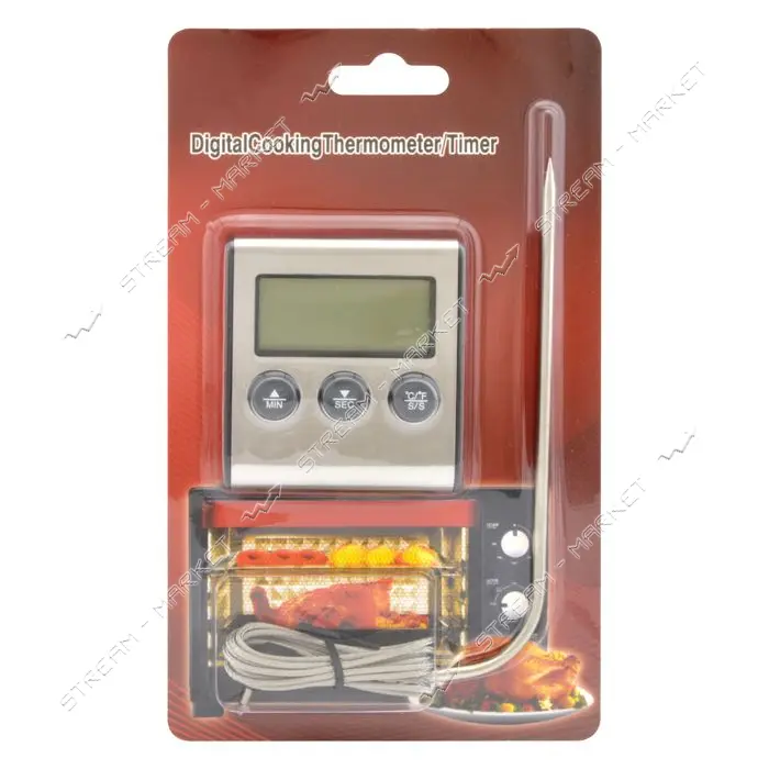 Термометр кухонный электронный с таймером и выносным щупом Digital Cooking Thermometer/Time 7061