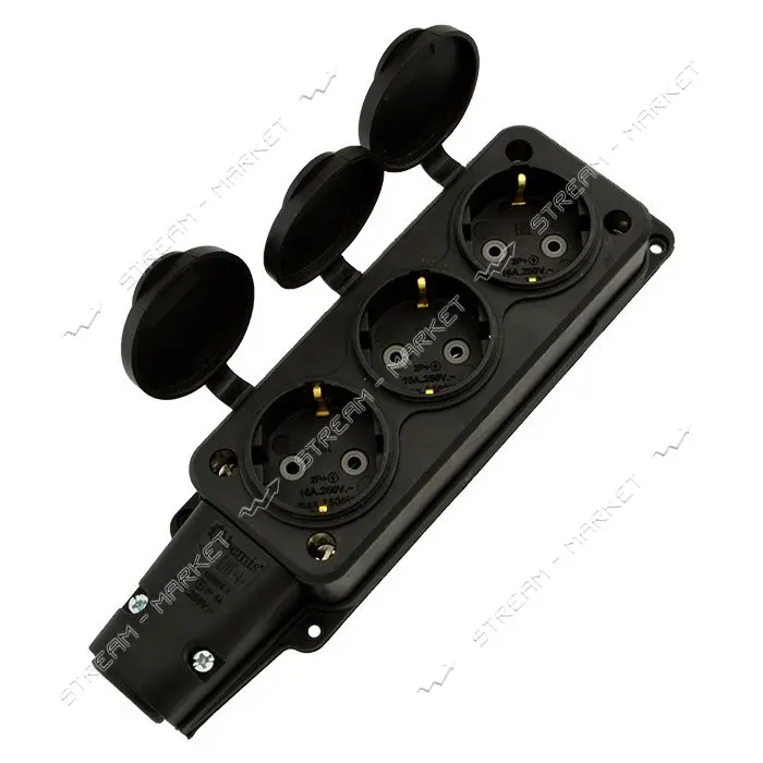 Розетка тройная Bemis BK1-1402-3613 16А каучук IP54