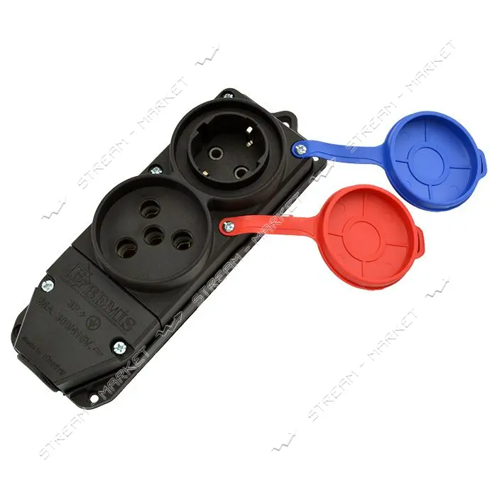 Розетка двойная Bemis BK6-2504-4611 3x25А каучук 1x3 фаз плюс 1x1 фаз